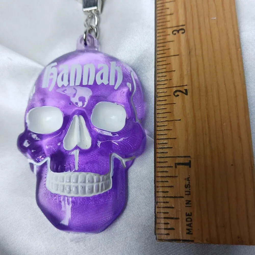 HANNAH NAME PURPLE SKULL  ACRYLIC KEYCHAIN